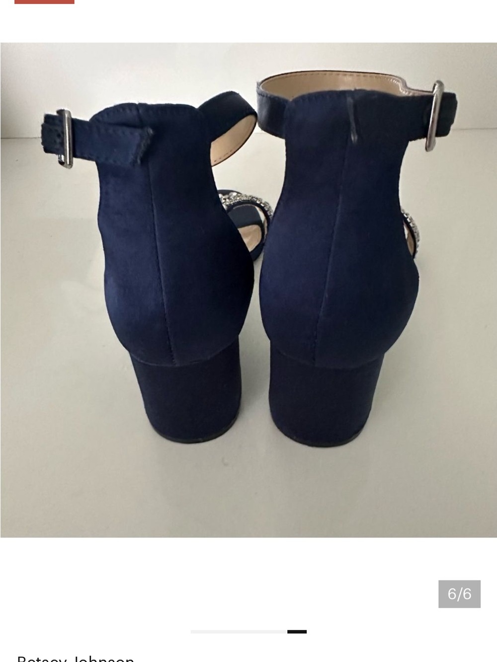 Betsey Johnson Navy Crystal Floral Strap Block Heel Sandals 7.5 - Picture 5 of 9